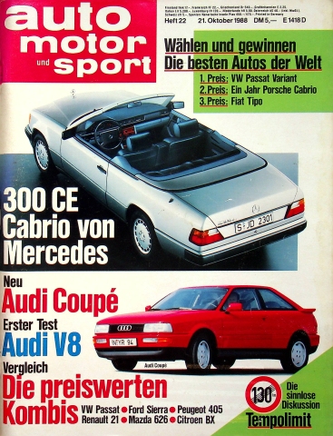 Deckblatt Auto Motor und Sport (22/1988)